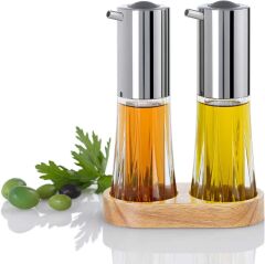 Adhoc Menage Kristal Yağdanlık Sprey Set 2 Parça Ahşap Tepsi