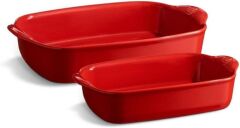 Emile Henry Fırın Kabı Dikdörtgen 2´li Set Kırmızı/Burgundy