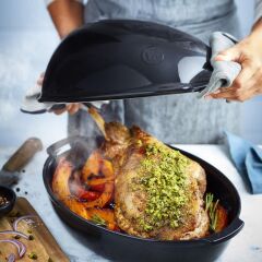 Emile Henry Fırın Kabı Yuvarlak Et/Tavuk/Hindi Pişime 4,5 Lt Antrasit/Charcoal