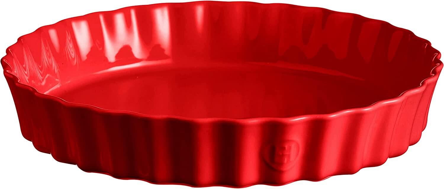 Emile Henry Tart-Börek-Flan Kabı Yuvarlak 32 cm Kırmızı/Burgundy