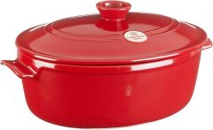 Emile Henry Ateşe Dayanıklı Tencere Oval 6 Lt Kırmızı/Burgundy