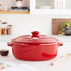 Emile Henry Ateşe Dayanıklı Tencere Oval 6 Lt Kırmızı/Burgundy