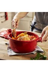 Emile Henry Ateşe Dayanıklı Tencere Yuvarlak 5,3 Lt Kırmızı/Burgundy