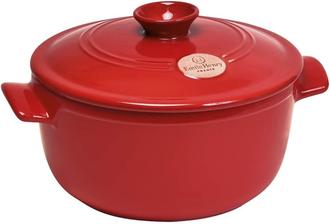 Emile Henry Ateşe Dayanıklı Tencere Yuvarlak 4.0 lt Kırmızı/Burgundy