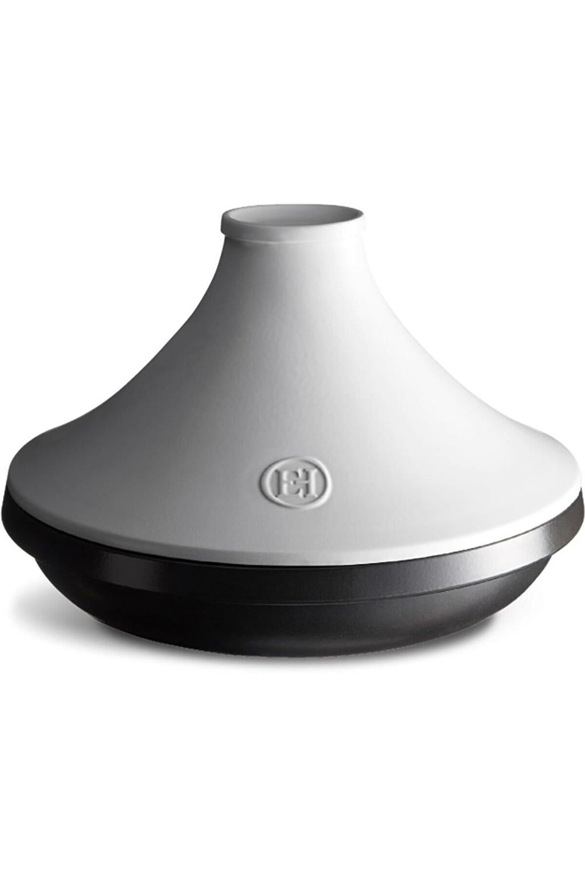 Emile Henry Induksiyon Uyumlu Tajin 32 cm 4 Lt Slate Beyaz Kapaklı/Slate