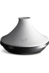 Emile Henry Induksiyon Uyumlu Tajin 32 cm 4 Lt Slate Beyaz Kapaklı/Slate