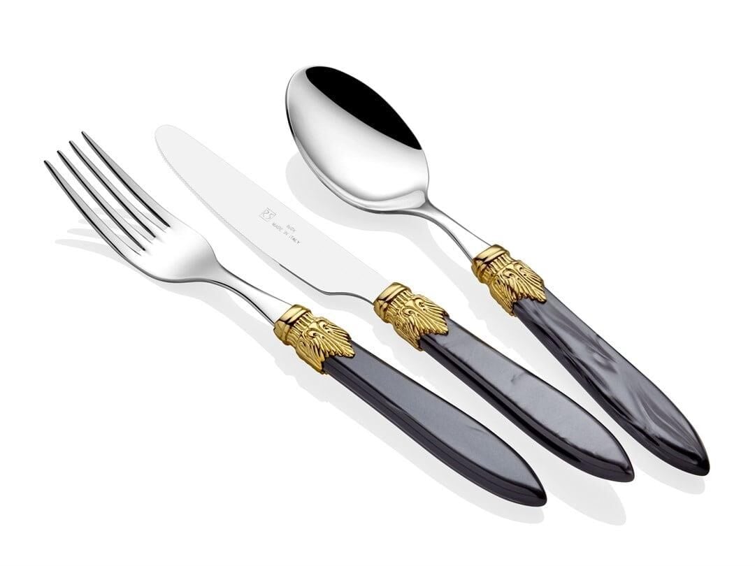 Rivadossi Laura Ring Siyah 75 Parça Çatal Bıçak Seti