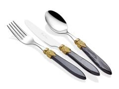 Rivadossi Laura Ring Siyah 75 Parça Çatal Bıçak Seti
