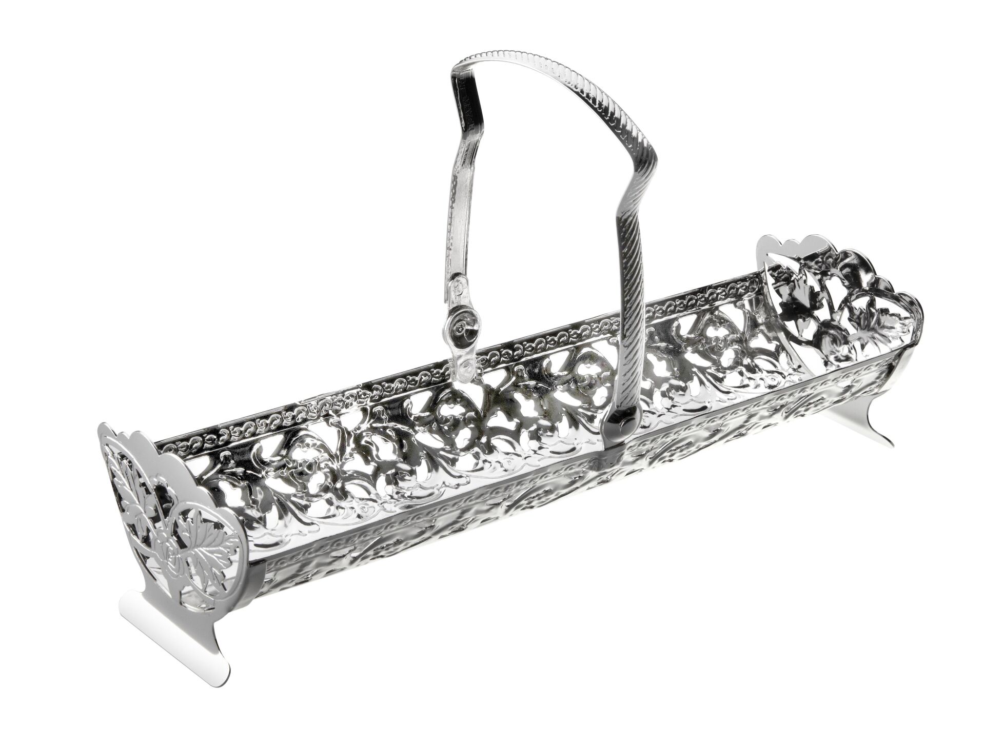 Queen Anne İngiliz Gümüşü Kurabiye,Makaron ve Ekmeklik Sunumluk 23 x 12.5 x 7 cm