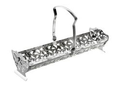 Queen Anne İngiliz Gümüşü Kurabiye,Makaron ve Ekmeklik Sunumluk 23 x 12.5 x 7 cm
