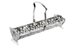 Queen Anne İngiliz Gümüşü Kurabiye,Makaron ve Ekmeklik Sunumluk 23 x 12.5 x 7 cm