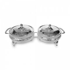 Queen Anne İngiliz Gümüşü Kapaklı Reçellik 2 li