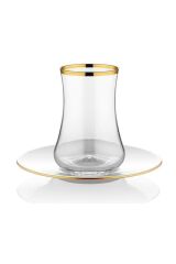 Koleksiyon Dervish Çay Seti 6'lı Parlak Altın Şeffaf