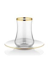 Koleksiyon Dervish Çay Seti 6'lı Parlak Altın Şeffaf