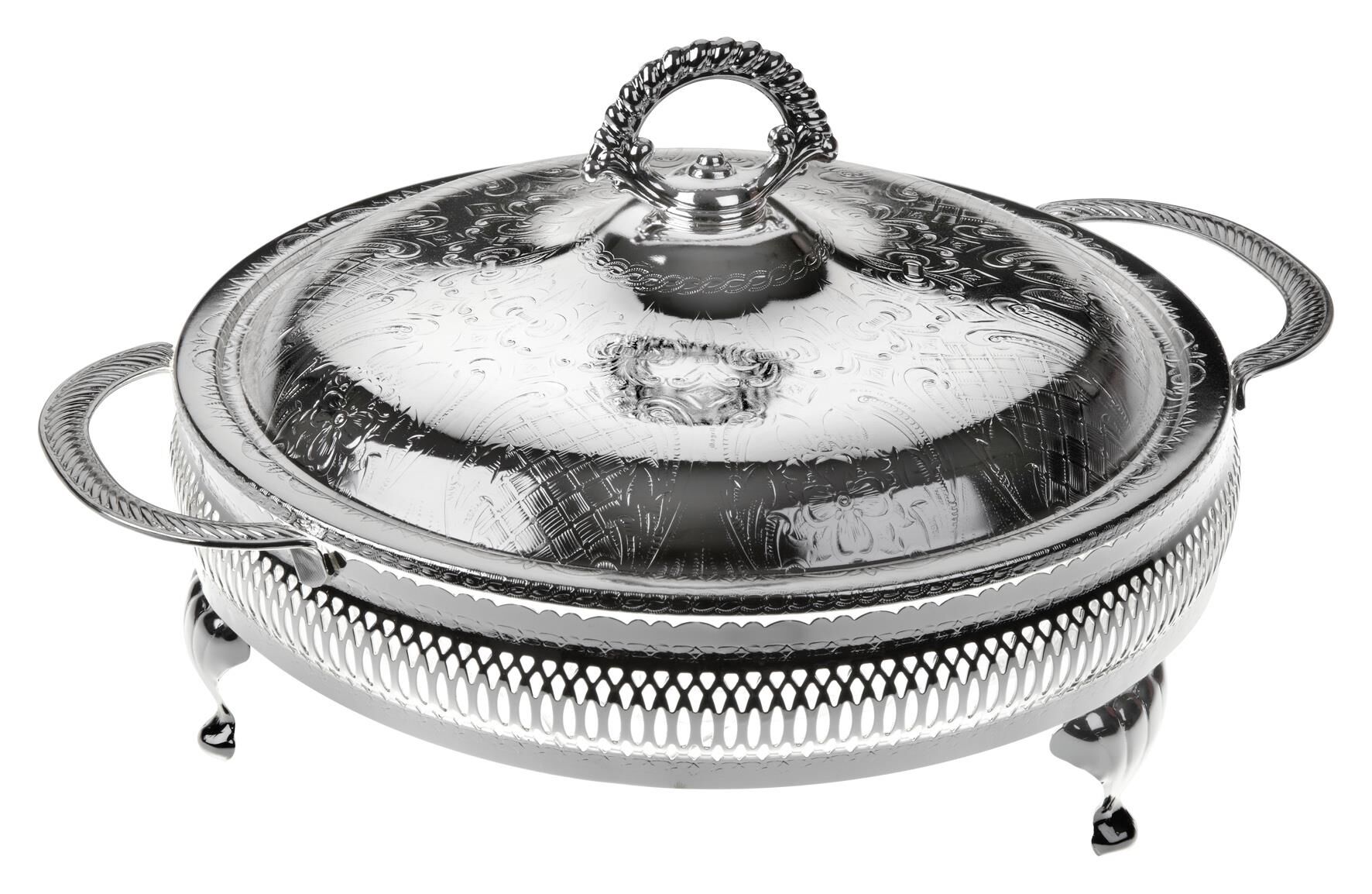 Queen Anne İngiliz Gümüşü Beş Bölmeli Kapaklı Servis 25 Cm