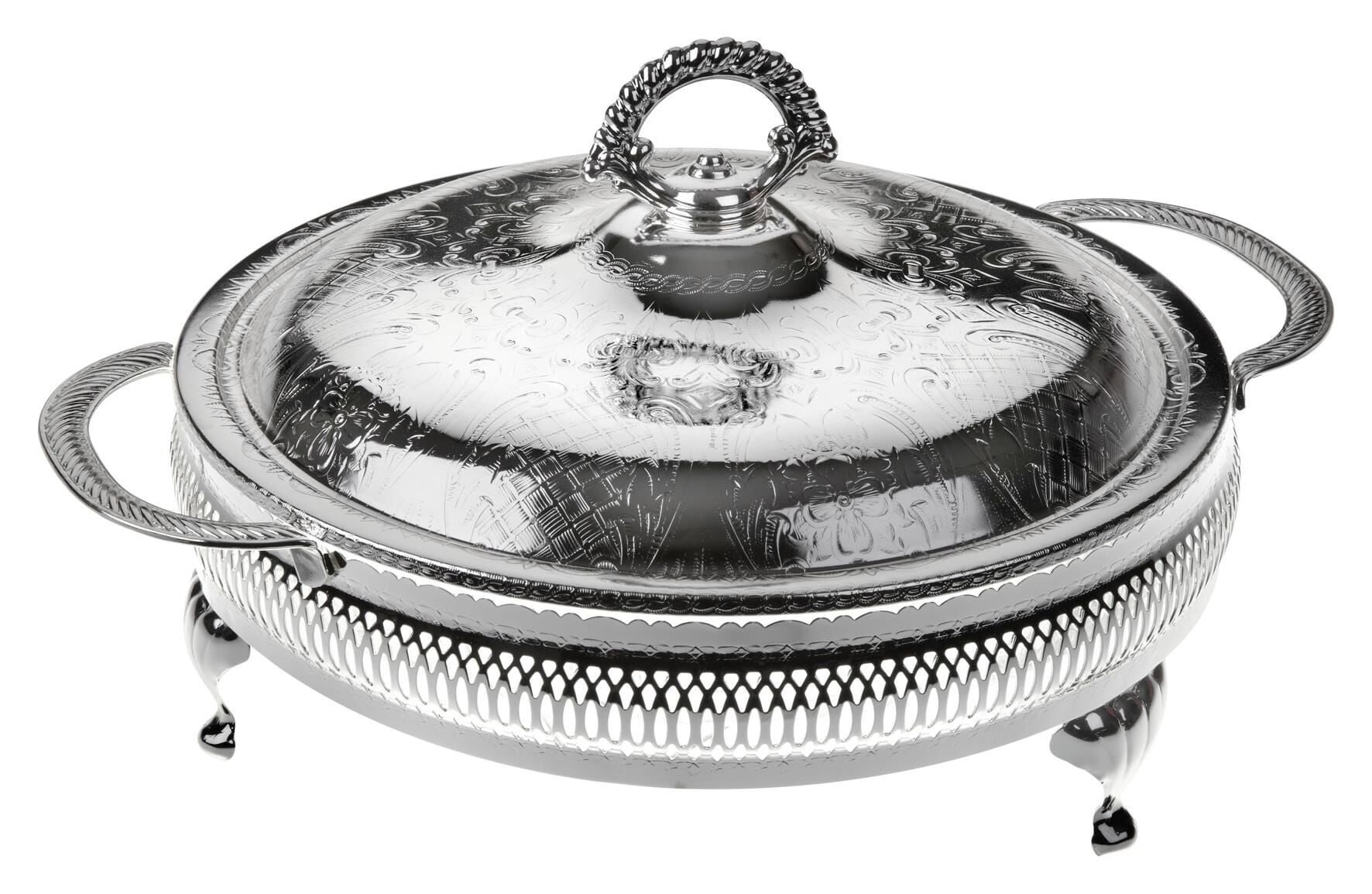 Queen Anne İngiliz Gümüşü Beş Bölmeli Kapaklı Servis 25 Cm