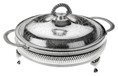 Queen Anne İngiliz Gümüşü Beş Bölmeli Kapaklı Servis 25 Cm
