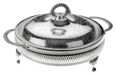 Queen Anne İngiliz Gümüşü Beş Bölmeli Kapaklı Servis 25 Cm
