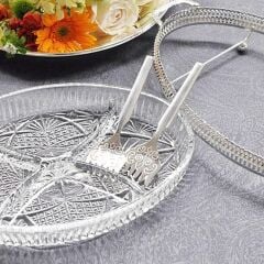 Queen Anne İngiliz Gümüşü Dört Bölmeli İki Çatallı Sunum Seti 30.8 x 20 cm