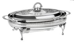 Queen Anne İngiliz Gümüşü Isıtıcılı Oval Yemek Servis 41 x 26.5 cm