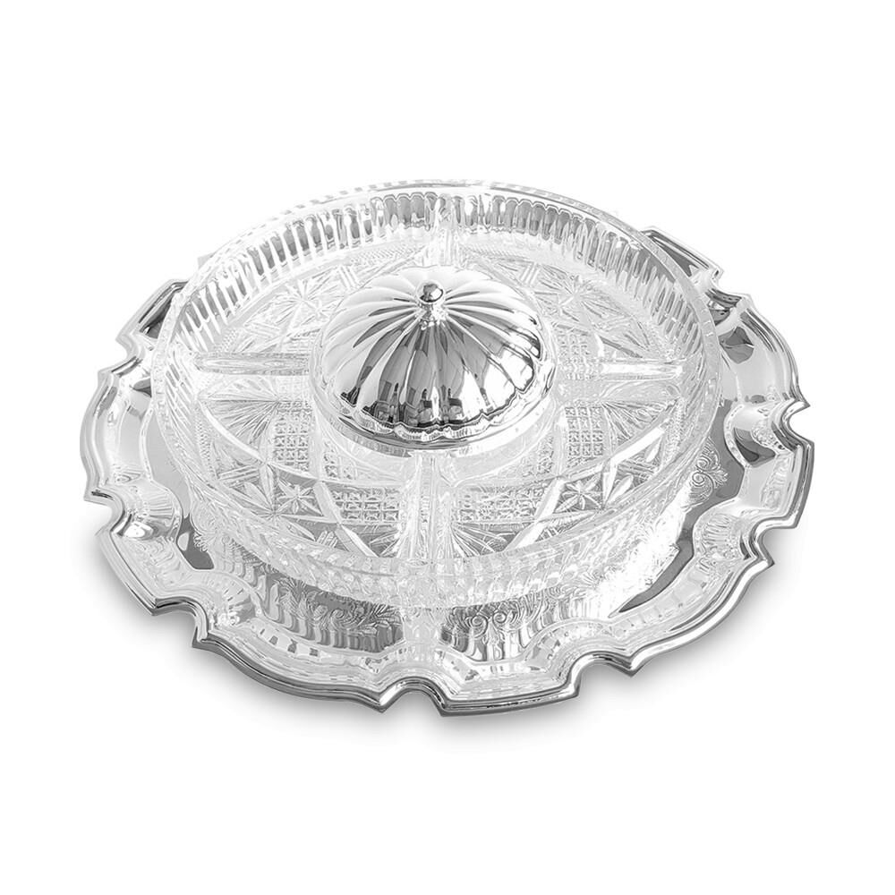 Queen Anne İngiliz Gümüşü Beş Bölmeli Tepsili Servislik