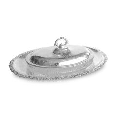Queen Anne İngiliz Gümüşü Tepsili Oval Ordövr Servisi