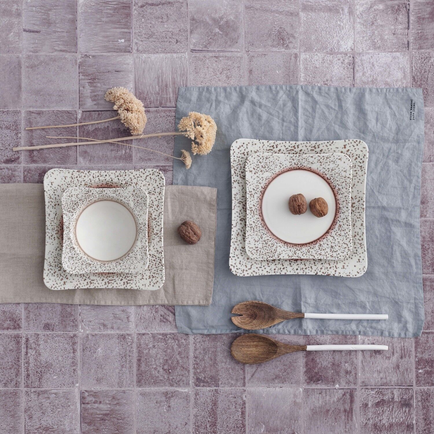 GÜRAL SPİNOZA 24 PARÇA 6 KİŞİLİK KARE BONE YEMEK TAKIMI 41008591