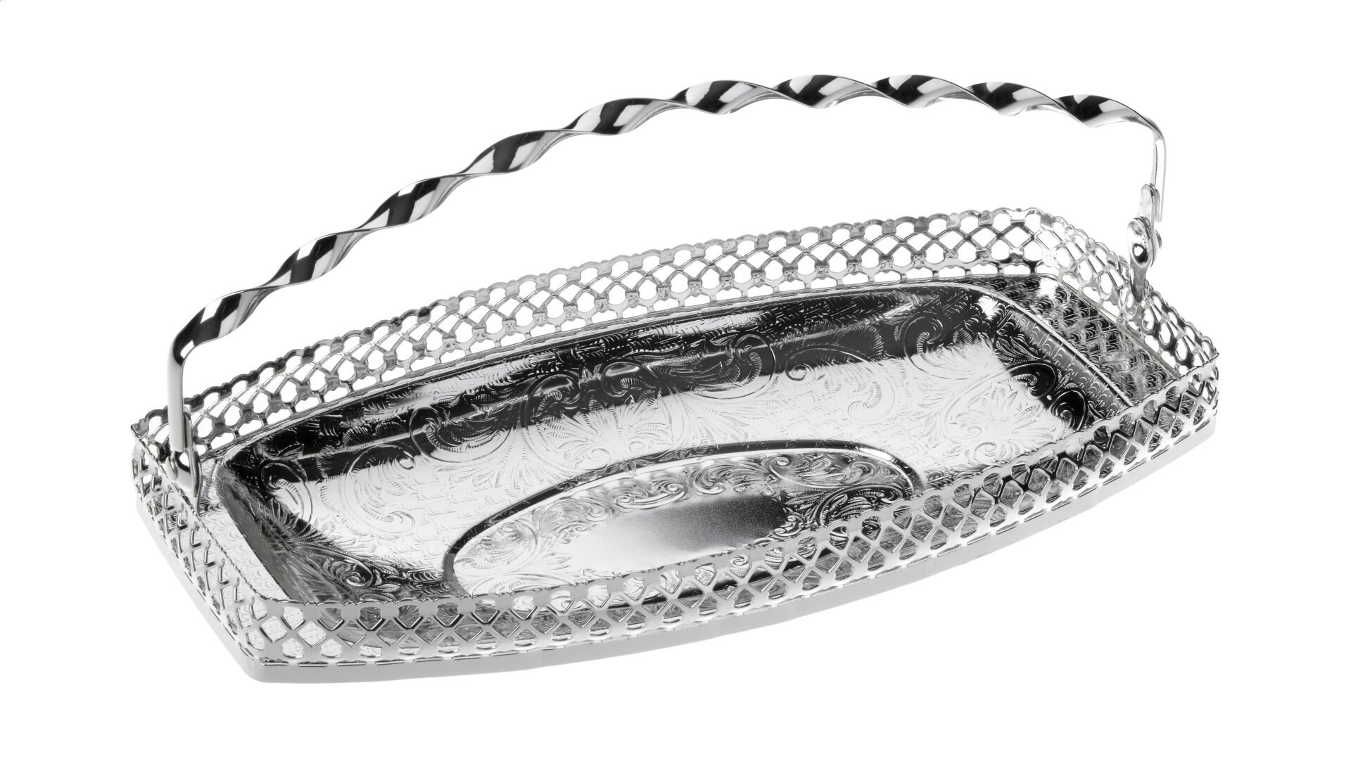 Queen Anne İngiliz Gümüşü Saplı Sunumluk 24 x 13 cm