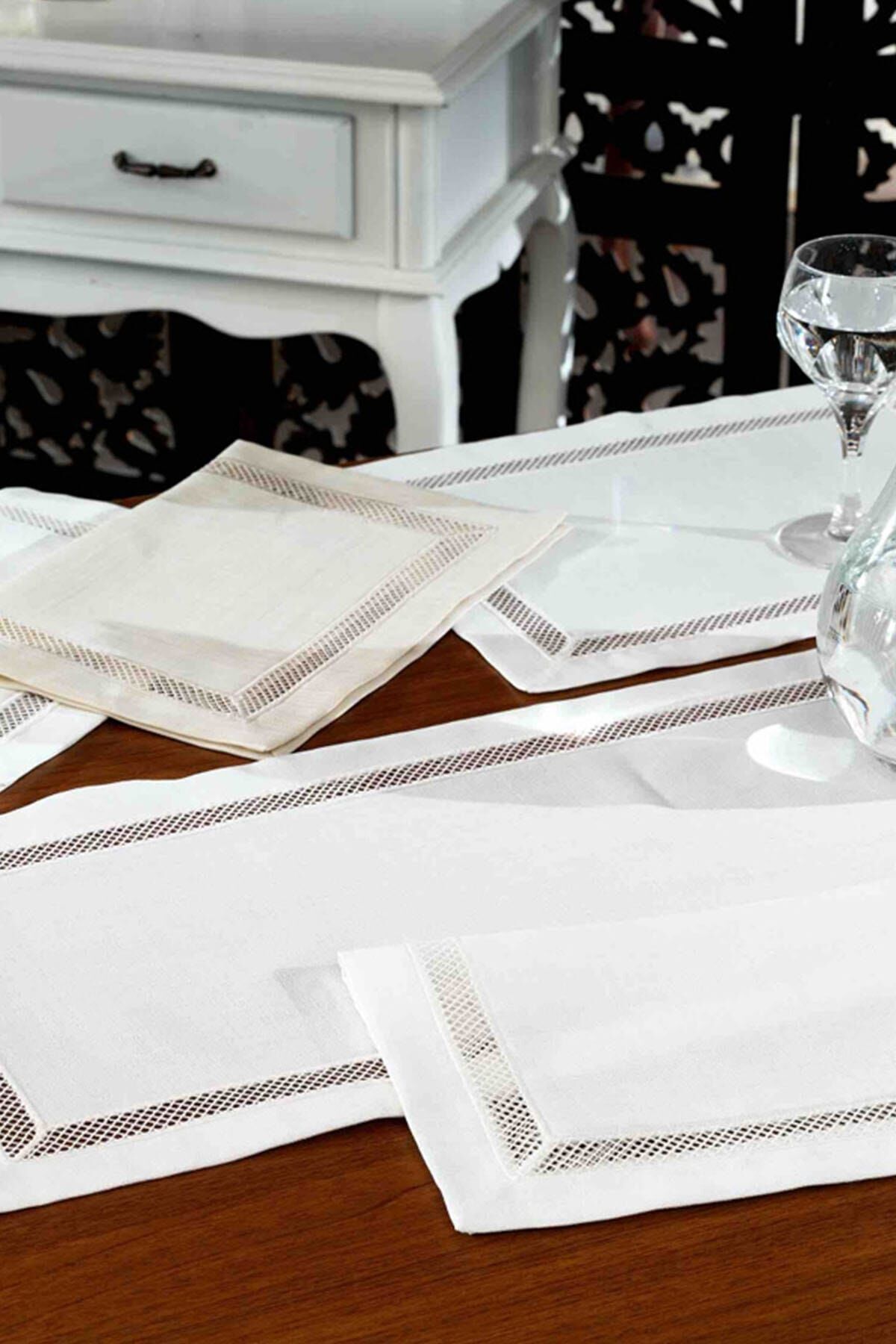 NAZİK HOME LOTUS KREM AMERİKAN SERVİS+RUNNER