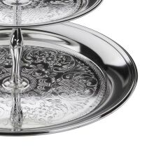 Queen Anne İngiliz Gümüşü Üç Katlı Sunum Standı 30.5 x 36 cm