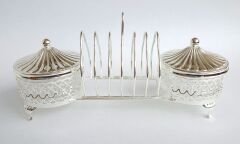 Queen Anne İngiliz Gümüşü İki Bölmeli Kahvaltı Sunum Set