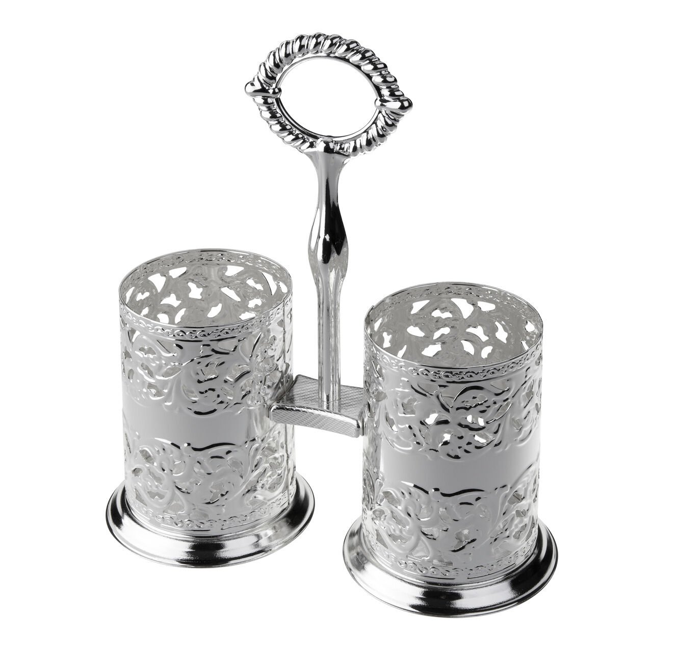 Queen Anne İngiliz Gümüşü Çift Bölmeli Çatal Bıçak Sunumluk 17.5 x 21 cm