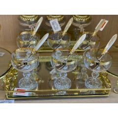 Bohemia Kristal Sterna 6'lı Kristal Altın Yaldızlı Dondurmalık Çerezlik Kase