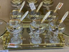 Bohemia Kristal Sterna 6'lı Kristal Altın Yaldızlı Dondurmalık Çerezlik Kase