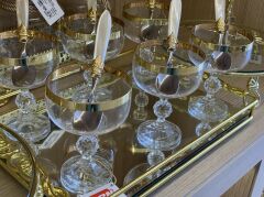 Bohemia Kristal Sterna 6'lı Kristal Altın Yaldızlı Dondurmalık Çerezlik Kase