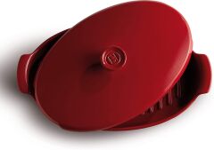 Emile Henry Oval Balık-Buğulama Kapaklı Fırın Kabı 2.2 L Kırmızı