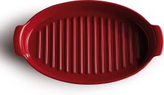 Emile Henry Oval Balık-Buğulama Kapaklı Fırın Kabı 2.2 L Kırmızı