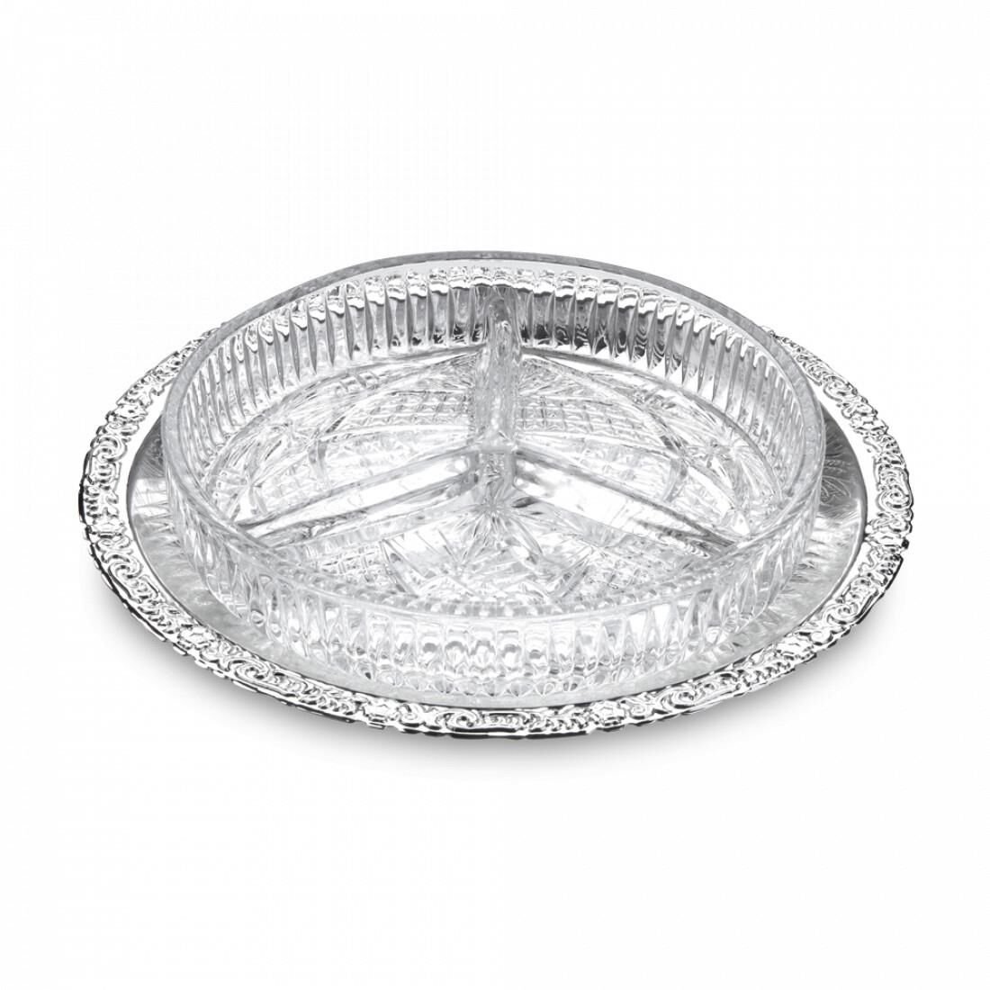 Queen Anne İngiliz Gümüşü Üç Bölmeli Servis Tabağı 23.8 cm