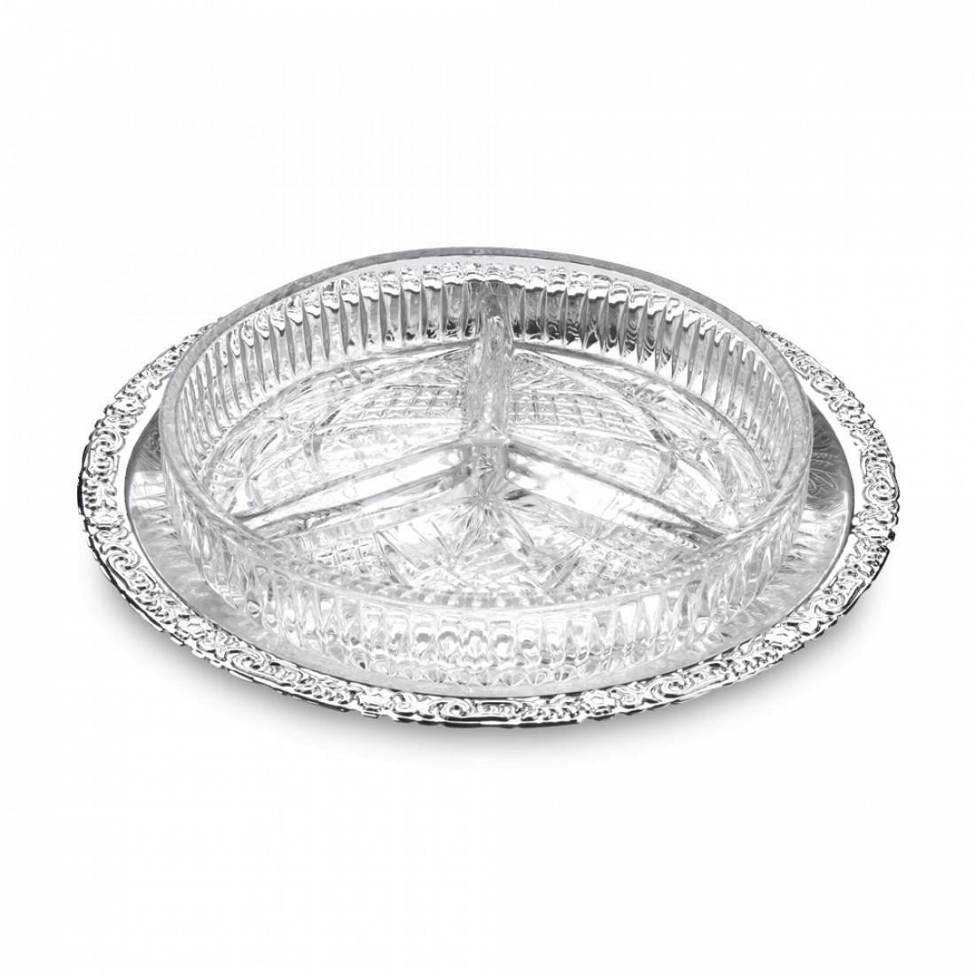 Queen Anne İngiliz Gümüşü Üç Bölmeli Servis Tabağı 23.8 cm