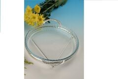 Queen Anne İngiliz Gümüşü Camlı Sunum Tepsisi 35 x 28.5 cm