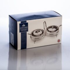 Queen Anne İngiliz Gümüşü Kapaklı Kaşıklı Reçellik 2 li 25.7 x 12 cm