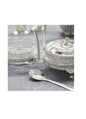 Queen Anne İngiliz Gümüşü Kapaklı Kaşıklı Reçellik 2 li 25.7 x 12 cm