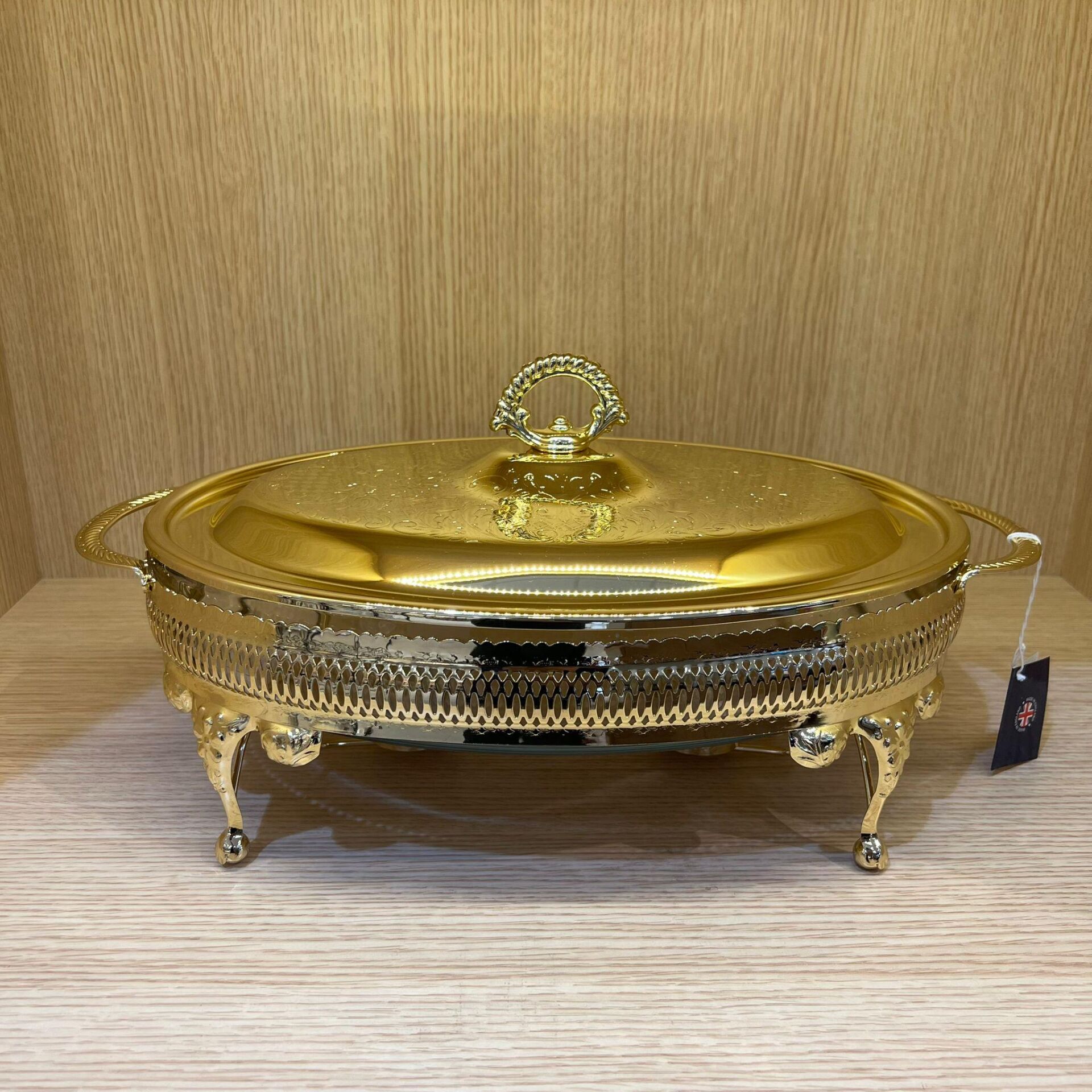 Queen Anne Altın Kaplama  Isıtıcılı Oval Yemek Servis 41 x 26.5 cm