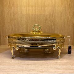 Queen Anne Altın Kaplama  Isıtıcılı Oval Yemek Servis 41 x 26.5 cm