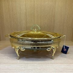 Queen Anne Altın Kaplama Isıtıcılı Oval Yemek Servis 35 x 22 x 18.5 cm