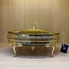 Queen Anne Altın Kaplama Isıtıcılı Oval Yemek Servis 35 x 22 x 18.5 cm