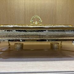 Queen Anne Altın Kaplama  Isıtıcılı Dikdörtgen Yemek Servis 46 x 25 x 19 cm