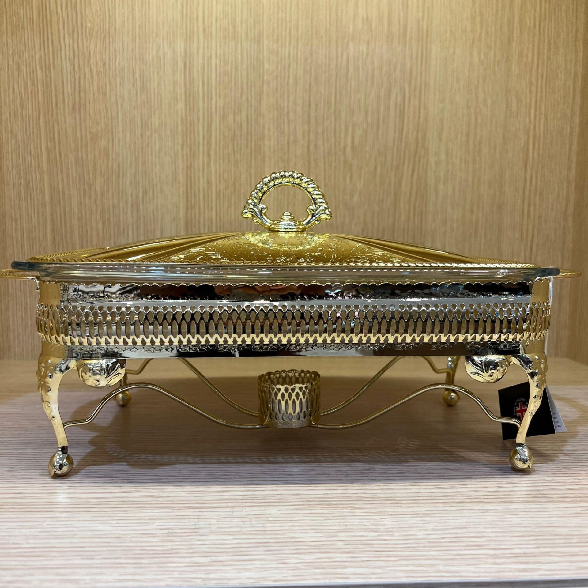 Queen Anne Altın Kaplama Isıtıcılı Dikdörtgen Yemek Servis 38 x 20 x 18.5 cm