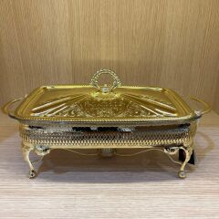 Queen Anne Altın Kaplama Isıtıcılı Dikdörtgen Yemek Servis 38 x 20 x 18.5 cm