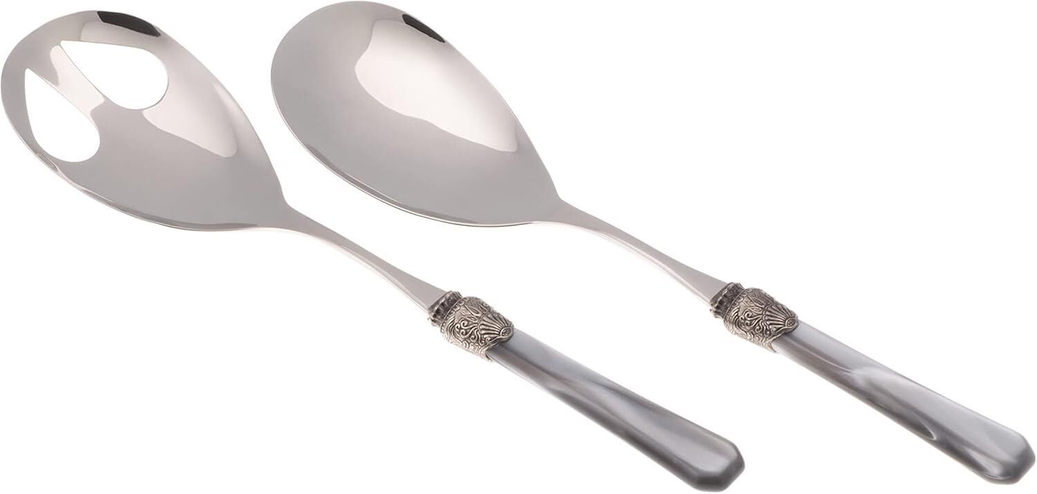 Rivadossi Penelope Gri Gümüş Toka Salata Servis Seti 2 Parça